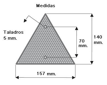 Catadrióptico triangular rojo Detalle de las medidas