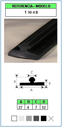 Perfil de Junta y Protección T30-4 B (Color estándar) 