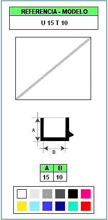 Perfil de Tope y Protección U15T-10 (Color Estándar) 