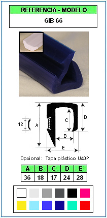 Perfil de defensa y protección de contorno GIB 66 (Color estándar) BASE y TAPA 