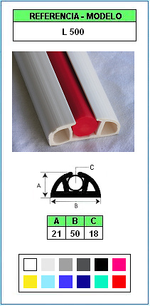 Perfil de defensa y protección de contorno L 500 (Color Estándar) BASE y TAPA 