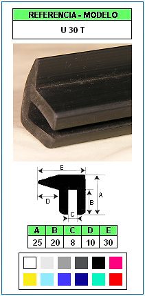 Perfil de defensa y protección de contorno U30T (Color ESPECIAL) 